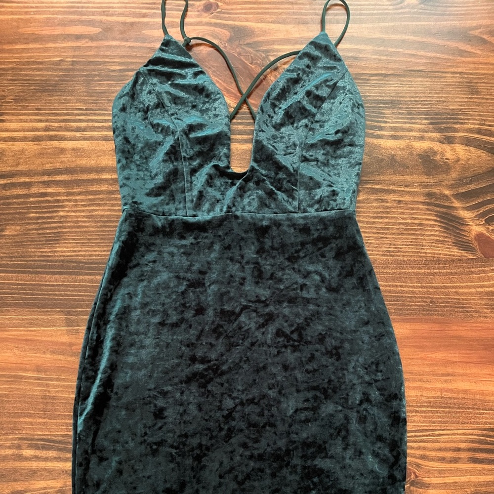 Emerald Green Velvet Mini Dress